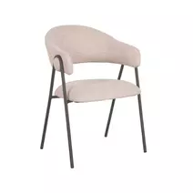 LABEL51 Eetkamerstoel Lowen - Naturel - Boucle - Black Frame - set van 2