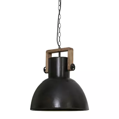 fee geef de bloem water Denken Light&living Hanglamp Ø40x45 cm SHELLY zwart zink-hout weather barn