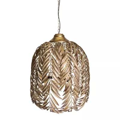 Laatste zegen bezoeker PTMD Mea Goud hanglamp metaal met palm blad design