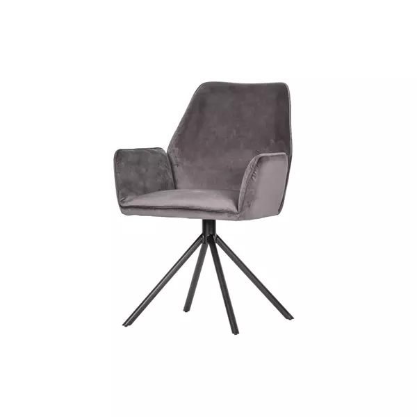 WOOOD Exclusive Amber Eetkamerstoel Fluweel Grijs