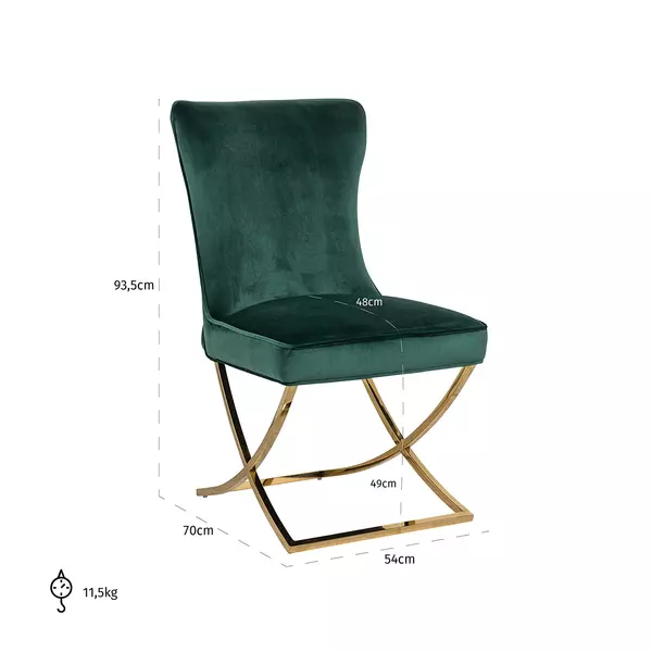 Richmond Stoel Scarlett Green velvet / gold (Quartz Green 501)