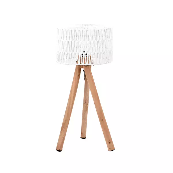 LABEL51 Tafellamp Stripe - Wit - Mangohout