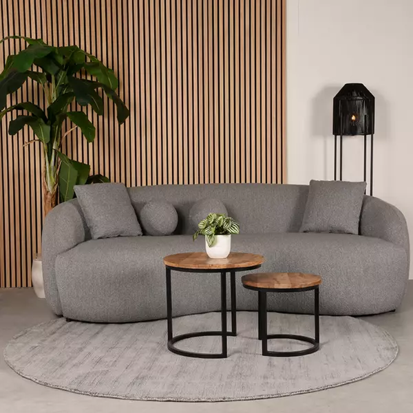 LABEL51 Vloerkleden Velvy - Grijs - Synthetisch - 200 cm - Rond