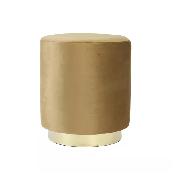 Kruk -krukje -Goud/Beige -Poef - Velvet & Metaal - 29 x H