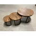 Set van 3 salontafels - Mangohout - Rond