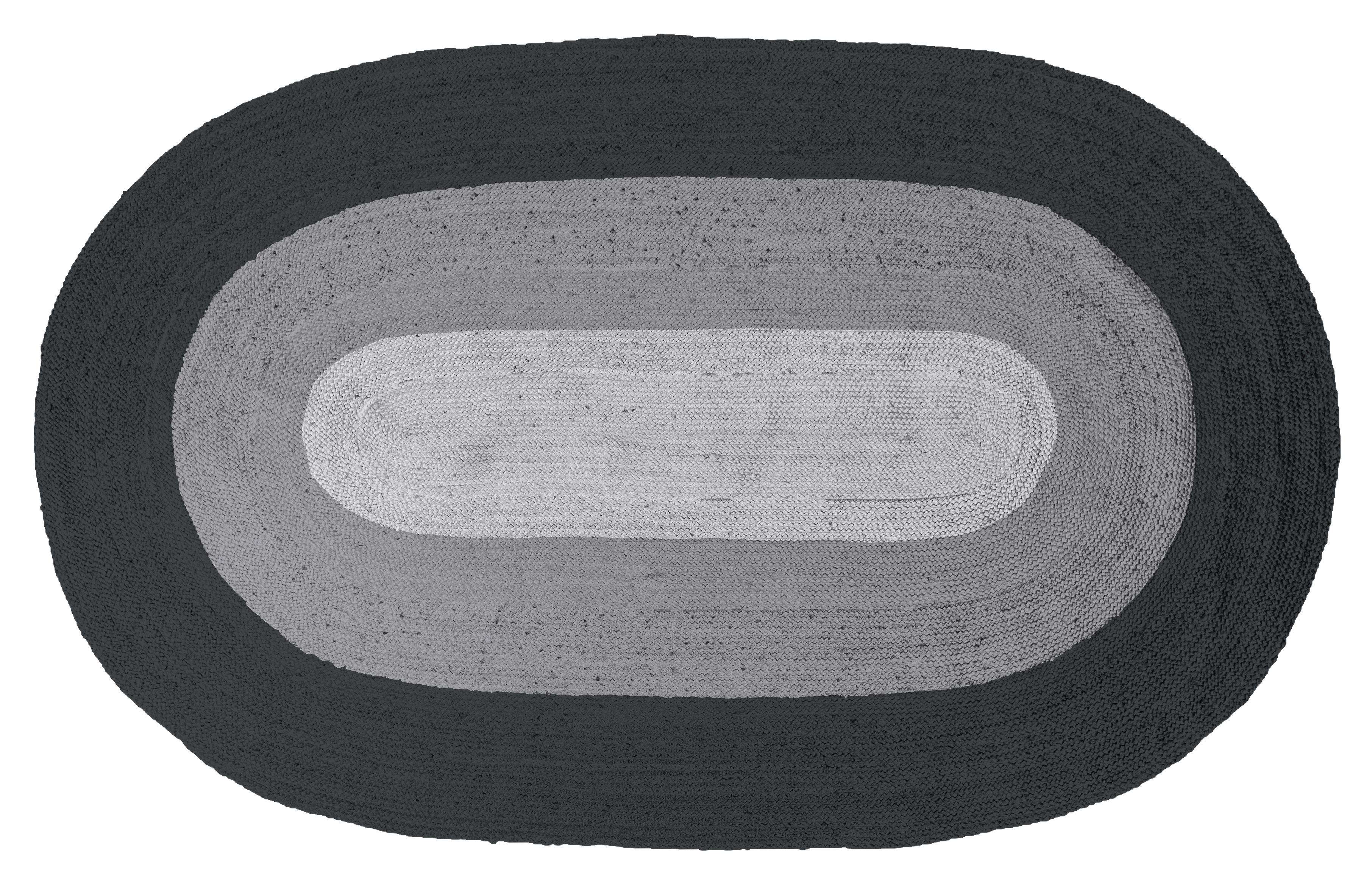 BePureHome Border Vloerkleed Ovaal Jute Zwart/grijs 170x300cm