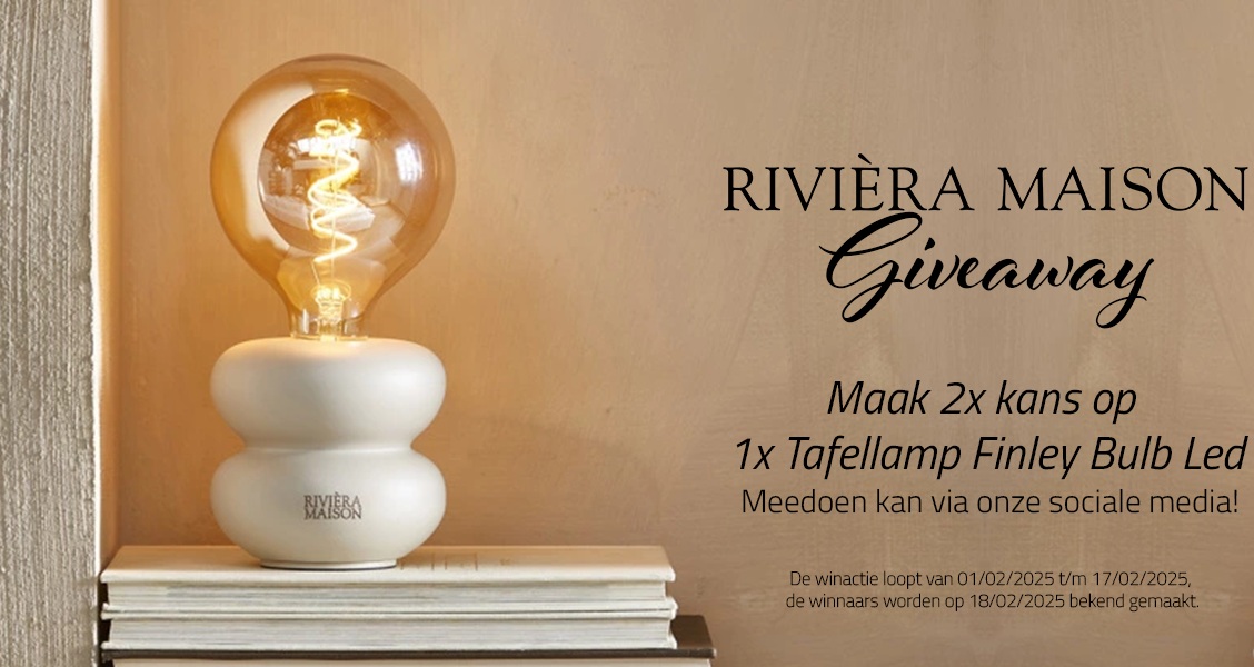 RIVIÈRA MAISON GIVEAWAY - maak dubbel kans op 1x Rivièra Maison Finley Bulb LED Table Lamp