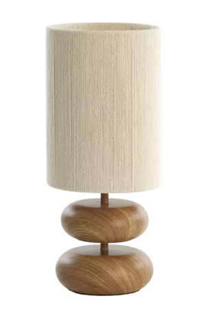 🌿 Light & Living Tafellamp Danialo Ø22x50,5 cm – houtprint naturel + touw crème