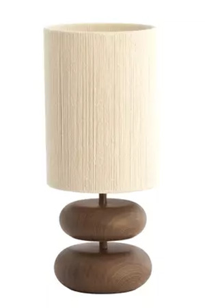 🌰 Light & Living Tafellamp Danialo Ø22x50,5 cm – houtprint donkerbruin + touw crème