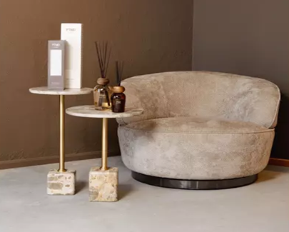 PTMD Filou Fauteuil + 2 gratis marmeren Ebe bijzettafels